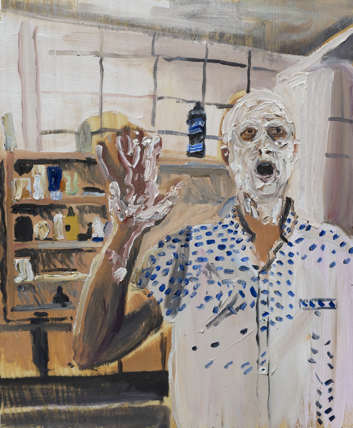 Måler av en man som gapar